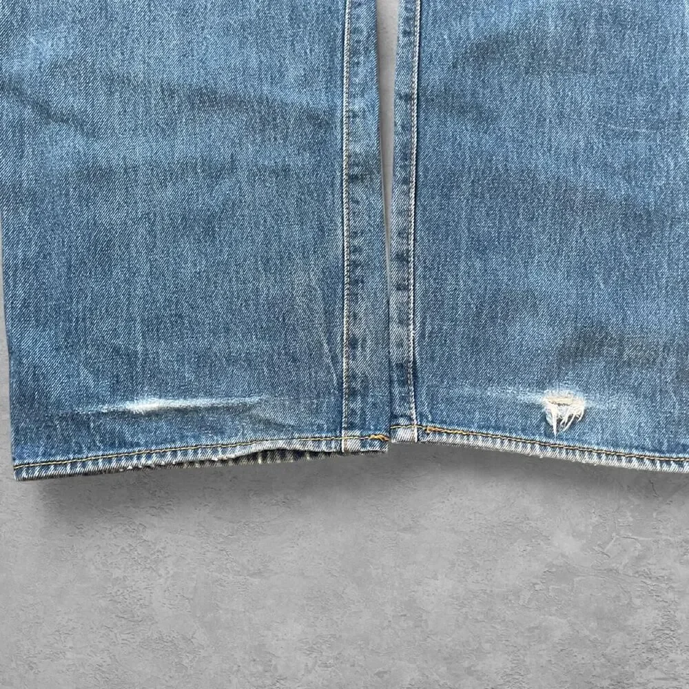 Levi's 501 Mens Straight Leg Jeans 44x30 Blue Denim Button Fly Y2K